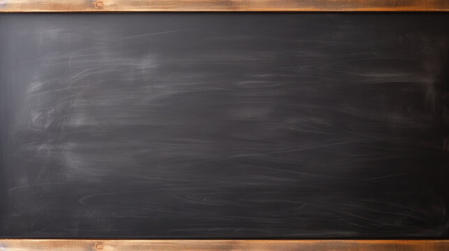 Blank blackboard, wooden frame, School blackboard