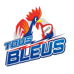 Allez les bleus, rugby France, coupe du monde rugby, 2023, coq Français, tous avec les bleus, supporter équipe de France © jocelyn