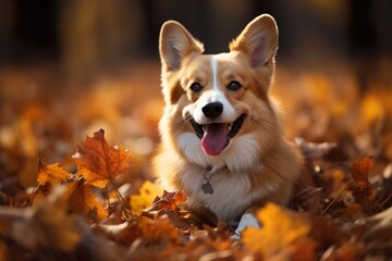 Autumn Adventures: Corgi Dog in the Park