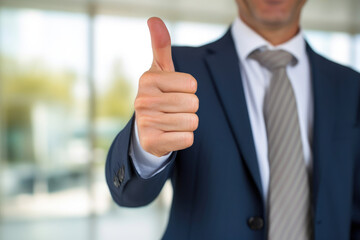 Close Up of Businessman's Positive Gesture