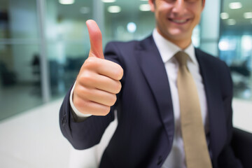 Close Up of Confident Businessman's Thumbs Up
