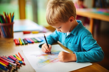 Young Artist Creating Masterpiece at Home School