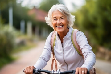 Naklejka na ściany i meble Elderly Cyclist Enjoying the Outdoors