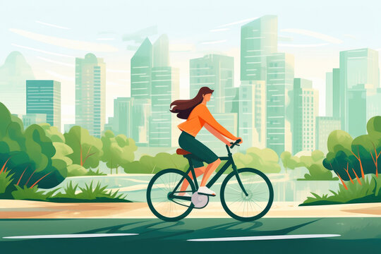 Joyful Cyclist Enjoying Urban Ride