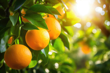 Sun-Kissed Citrus: Oranges Glistening on the Tree