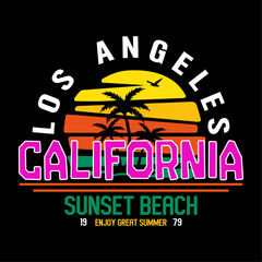 summer holiday background, California, Los Angeles slogan typography graphics for t-shirt,  summer beach palm tree tee graphic
