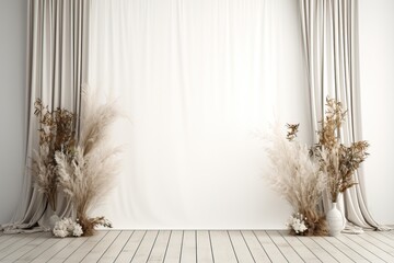 wedding clean backdrop aesthetic flower decoration white indoor minimalist studio background