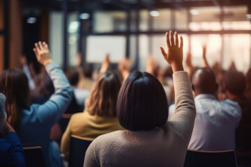 Businesswoman's Participation in Conference Discussion