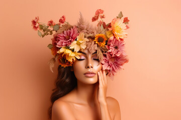 Beige Backdrop and Floral Crown