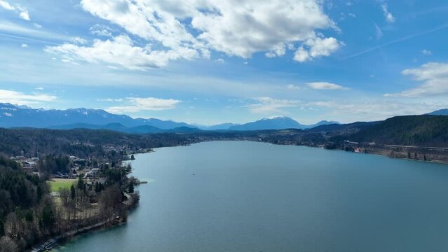 Famous Lake Woerthersee in Austria - aerial view - travel photography