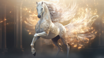 Obraz na płótnie Canvas Transcendent Splendor: The Celestial Beauty of the Divine Horse