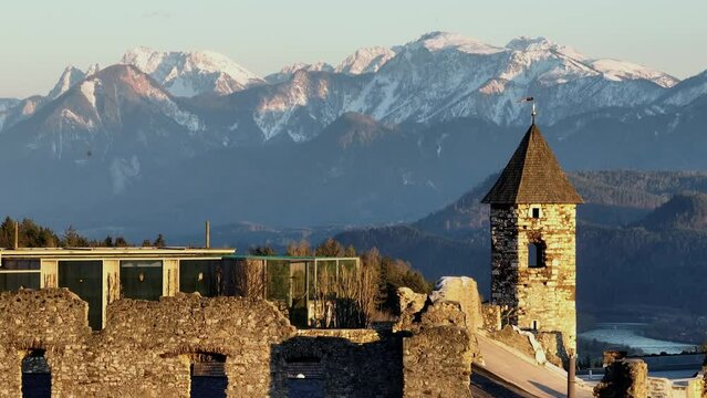 Landskron Castle in Villach Austria - aerial view - travel photography
