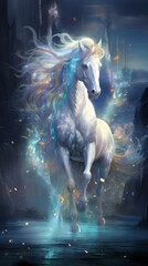Obraz na płótnie Canvas Celestial Whispers: The Translucent Majesty of the Divine Horse