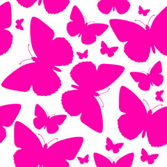Fototapeta na wymiar Vector pink seamless pattern with butterflies. Stylish graphic texture. Monochrome repeating background