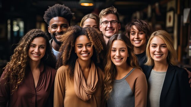portraits modernes de personnes heureuses et diff&eacute;rentes d'un point de vue ethnique