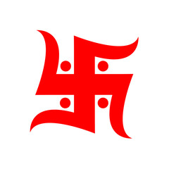 Red swastika vector icon. Hindu holy sigh swastika. - obrazy, fototapety, plakaty