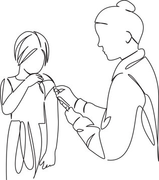 line art doctor giving vaccine clip art preview