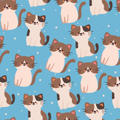 Obraz premium seamless pattern cartoon cat. cute animal wallpaper for textile, gift wrap paper