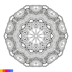 Mandala Art for coloring book. Clean Decorative round ornament. Oriental pattern, Vector illustration Coloring book page. Circular pattern in form of mandala for Henna, Mehndi, tattoo, decoration.