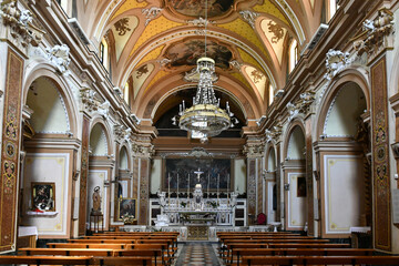 The interior of an ancient church in Agnone, a medieval village in the province of Isernia, Italy.