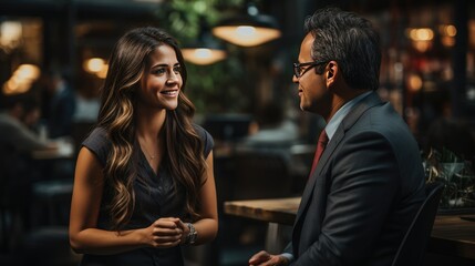 Businessman and businesswoman are discussing about investment 