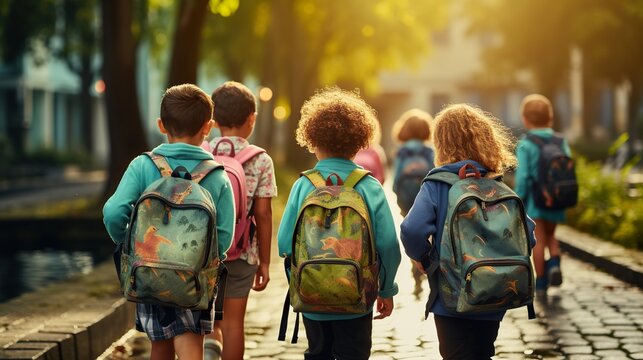 Kids going to school in the morning, back to school