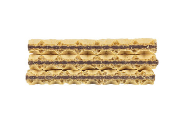 Waffle, sweet waffle with chocolate filling isolated from background