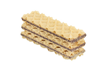 Waffle, sweet waffle with chocolate filling isolated from background