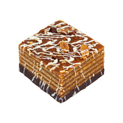 cake with condensed milk in chocolate, isolated from the background