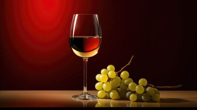 Red and white wine composition in mood lighting