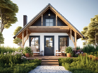 Charming cottage, well-designed house. AI generative.