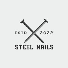 steel nails carpentry logo vintage vector illustration template icon graphic design