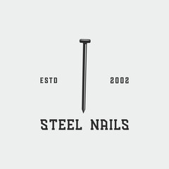 steel nails carpentry logo vintage vector illustration template icon graphic design