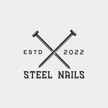 steel nails carpentry logo vintage vector illustration template icon graphic design