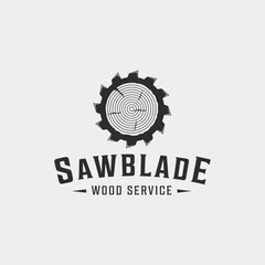 wood and saw carpentry logo vintage vector illustration template icon graphic design