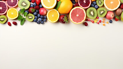 pastel background with fruits