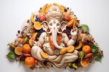 portrait of lord ganesha with fruits