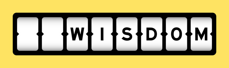 Black color in word wisdom on slot banner with yellow color background