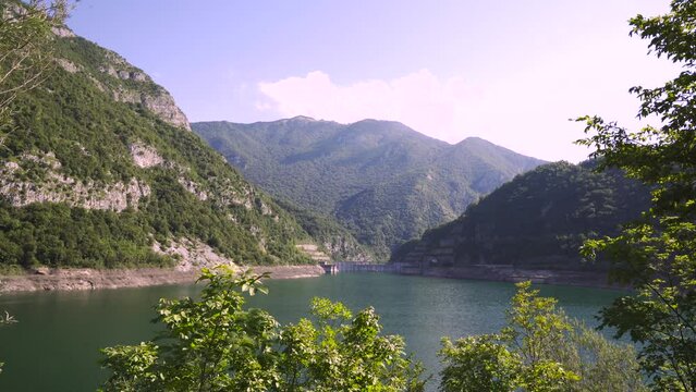 Mountains At San Lorenzo In Banale, Italy. Lake in the mountains