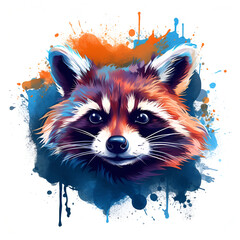 raccoon icon, portrait of an animal. Illustration, AI generation.