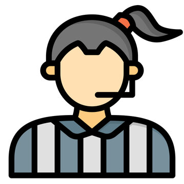  Referee, Professions, Avatar, Badminton, female Icon, Filled Line style icon vector illustration, Suitable for website, mobile app, print, presentation, infographic and any other project.
