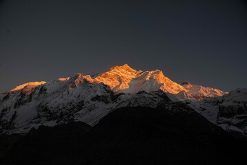 sunset in the mountain ANNAPURNA FORM NORTH BASE CAMP