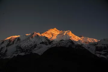 Küchenrückwand glas motiv Annapurna sunset in the mountain ANNAPURNA FORM NORTH BASE CAMP