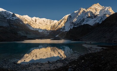 AFTER NOON DIKICHO LAKE IN FRONT OF ANNAPURNA PEAK 