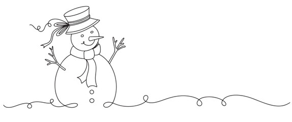 snowman line art style. christmas element vector