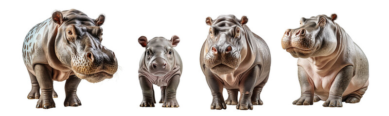 hippo isolated on transparent background, Generative Ai - obrazy, fototapety, plakaty