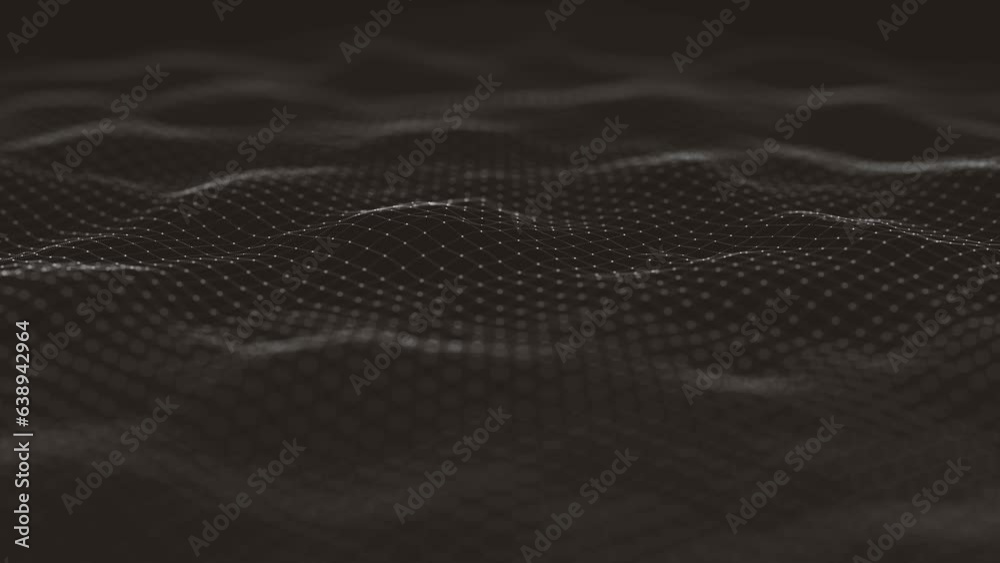 Poster abstract minimal mesh waving background/ 4k animation of an abstract fractal background with mesh su
