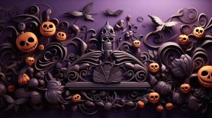 Halloween background with pumpkin 3D