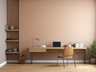 Minimalism office showcasing essential furniture. AI generative.