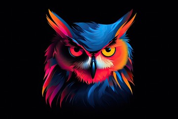 pop art of an owl, colorful portrait of an owl